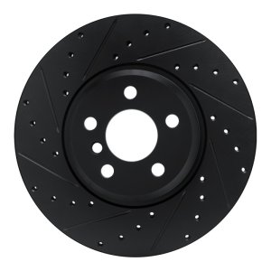 BMW 430i xDrive Gran Coupe Brake Rotor (1) - Front Left - R1 Concepts - Drilled & Slotted - Black - `18-`25